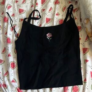 Black Rose Embroidered Women's Top